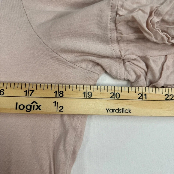 H&M 3/4 Ruffle Sleeve Top Womens Size Small Pink Crew Neck - Picture 6 of 7